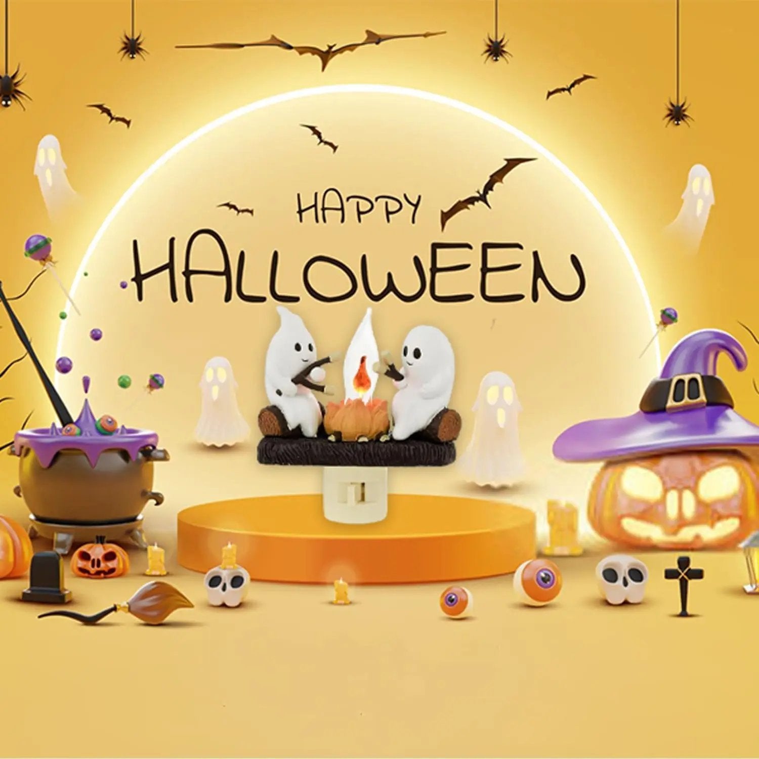 🎃👻Halloween Sale🎃👻 Ghost Campfire Night Light – Spooky Glow, Cozy Vibes
