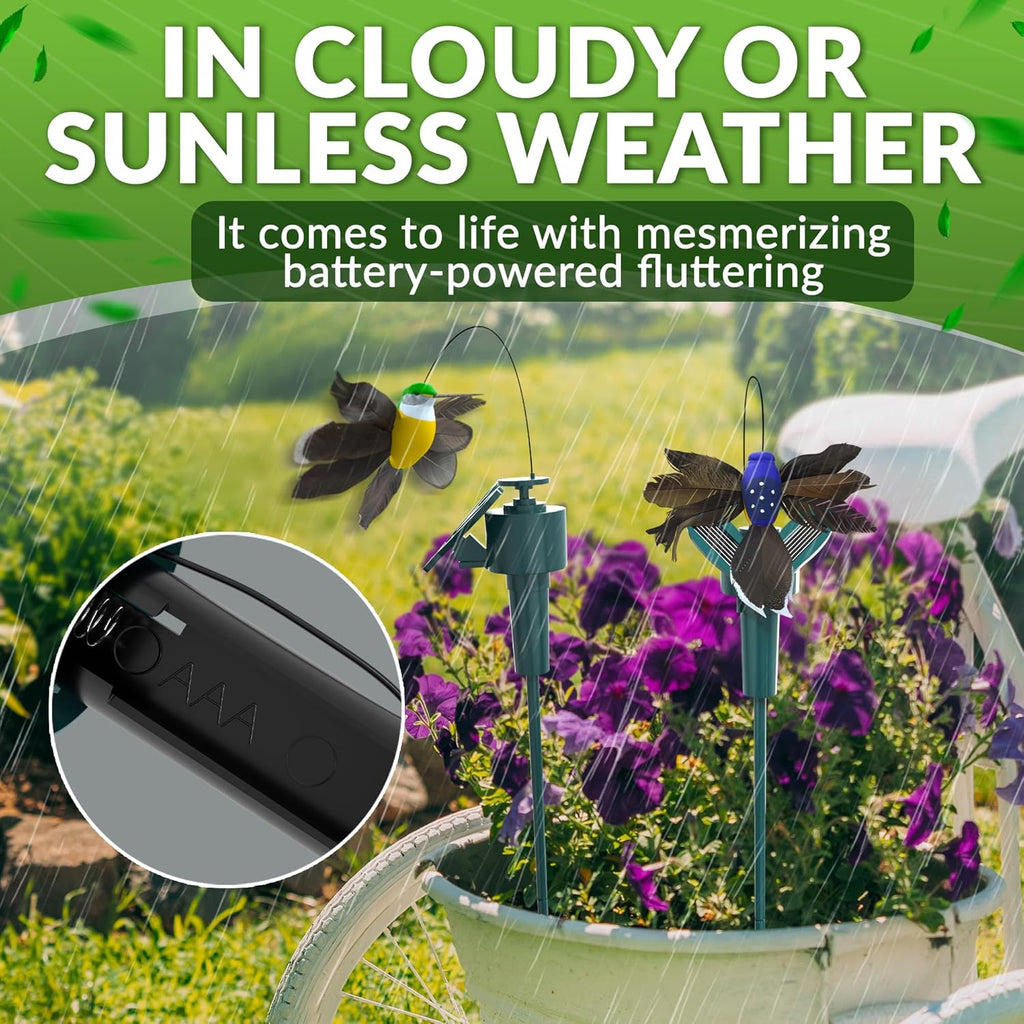 ̈ 🦋🦇 Fluttering Garden Friends Solar Stakes – Hummingbirds, Butterflies & Bats, Magical Outdoor Fun 🌿