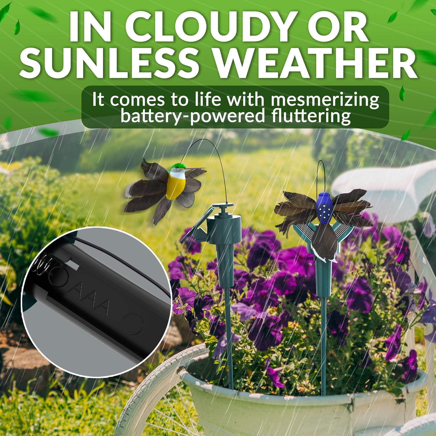 ̈ 🦋🦇 Fluttering Garden Friends Solar Stakes – Hummingbirds, Butterflies & Bats, Magical Outdoor Fun 🌿