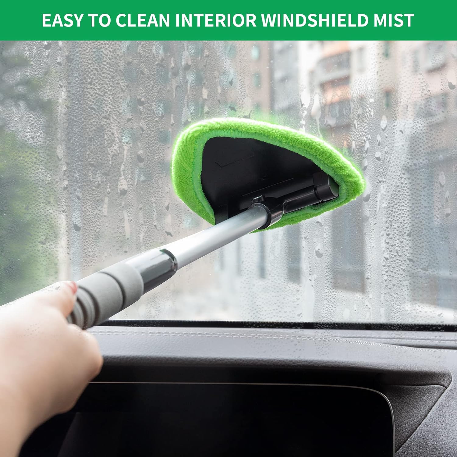 🔥🔥Microfiber Car Windshield Cleaning Tool with Extendable Handle