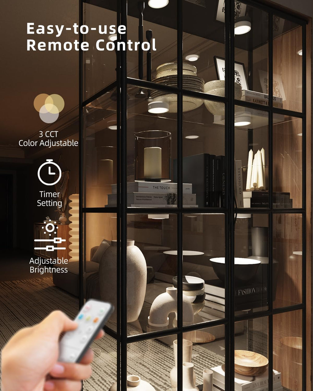 RGB Rechargeable Puck Lights with Remote, Colored 1600mAh Battery Operated Tap Lights Stick On LED Under Cabinet Light USB Magnetic Classroom Push Light Kitchen Counter Touch Light Press Button Light