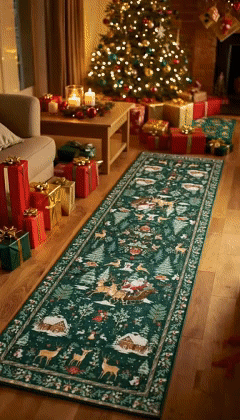 🎄Soft Christmas Tree Santa Claus Carpet Runner