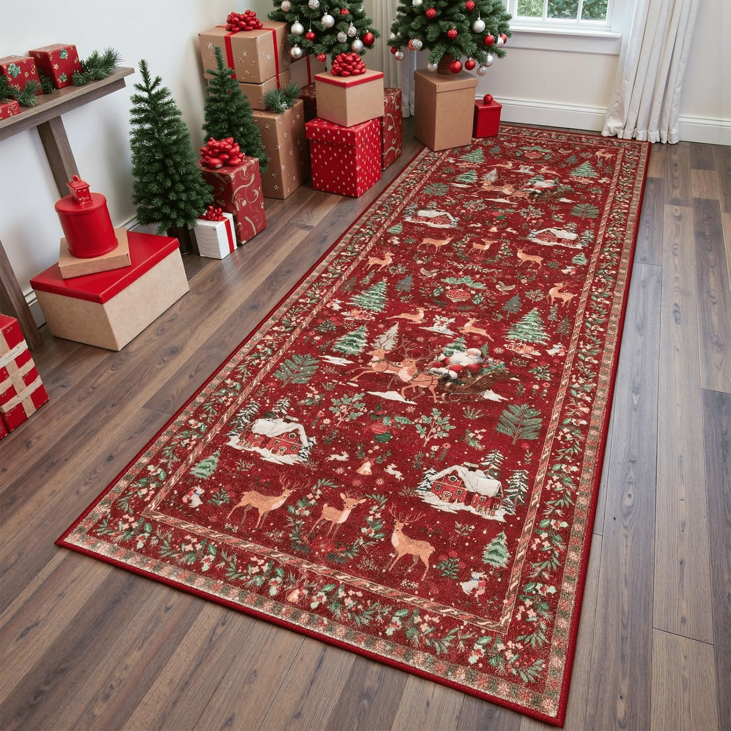 🎄Soft Christmas Tree Santa Claus Carpet Runner